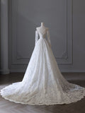 A line Off The Shoulder White Lace Long Wedding Dresses Brides Dress SD1660