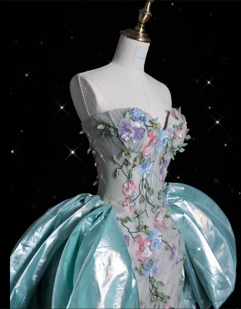 Mermaid Sweetheart Satin Blue Party Dress Long Prom Dress Evening Dresses SD1859 HZ0628
