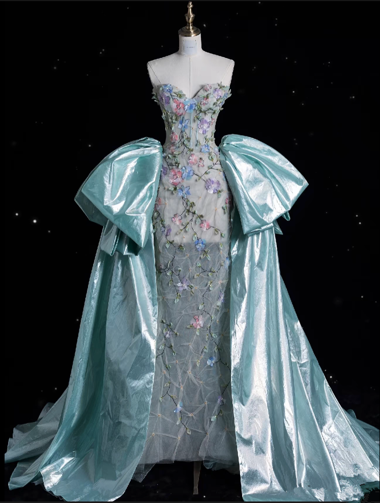 Mermaid Sweetheart Satin Blue Party Dress Long Prom Dress Evening Dresses SD1859 HZ0628