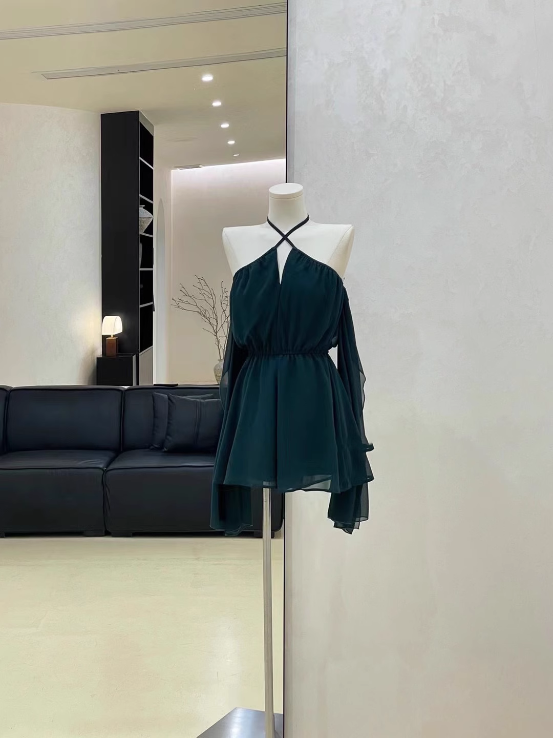 A line Off The Shoulder Ruffled Short Long Sleeve Women Dresses SD189