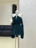 A line Off The Shoulder Ruffled Short Long Sleeve Women Dresses SD189