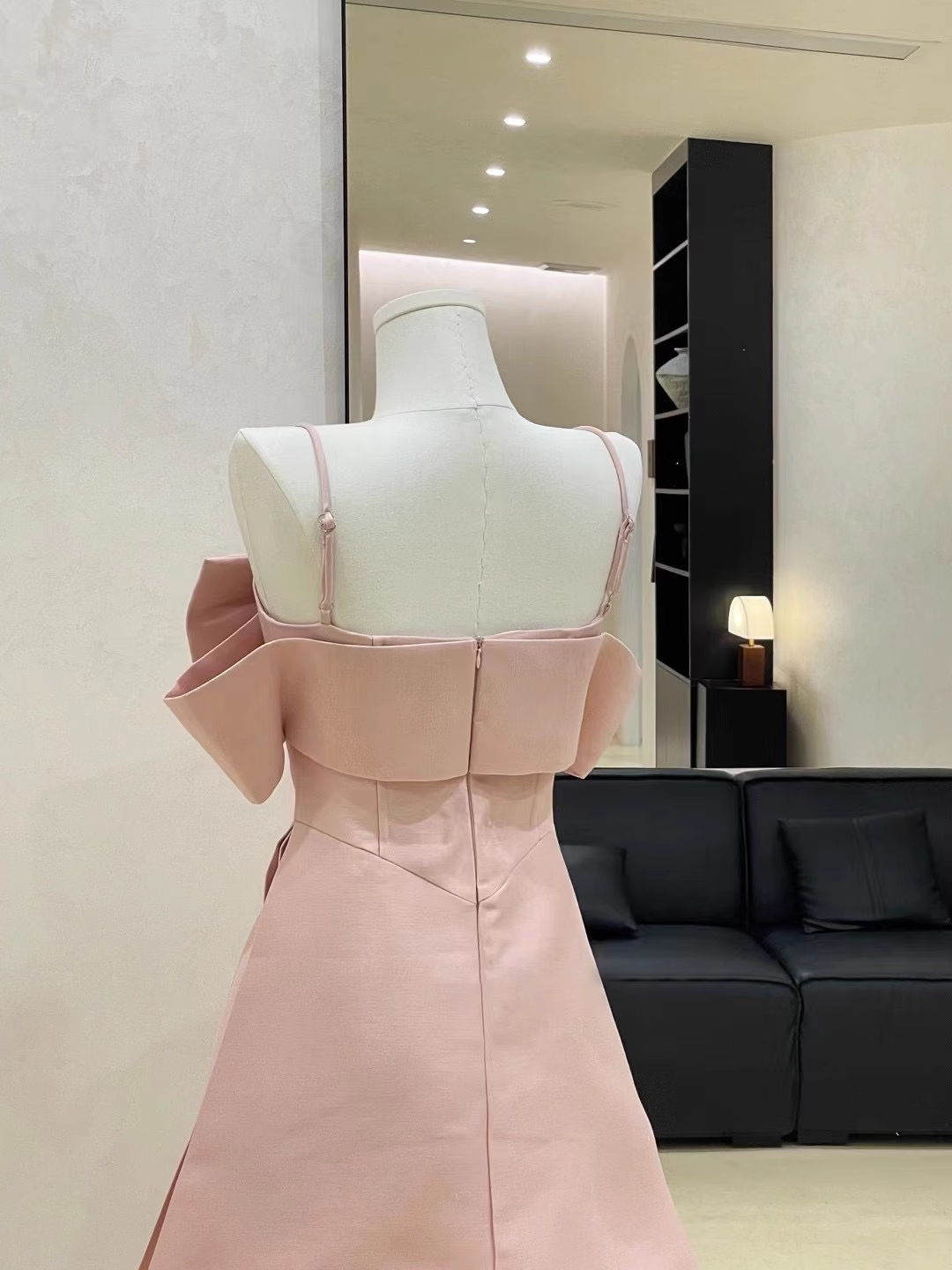 A Line Spaghetti Straps Ruffled Pink Women's Short Holiday Dresses Party Dress SD196