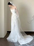 A line One Shoulder Lace Satin White Wedding Dresses Brides Dress SD1976