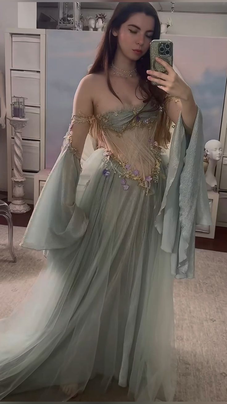 A Line Off The Shoulder Floor-length Tulle Long Sleeves Evening Dress Prom Dresses SD2025