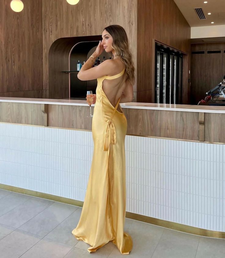 Mermaid One Shoulder Yellow Long Evening Dress Prom Dresses With Backless SD2074 HZ0628