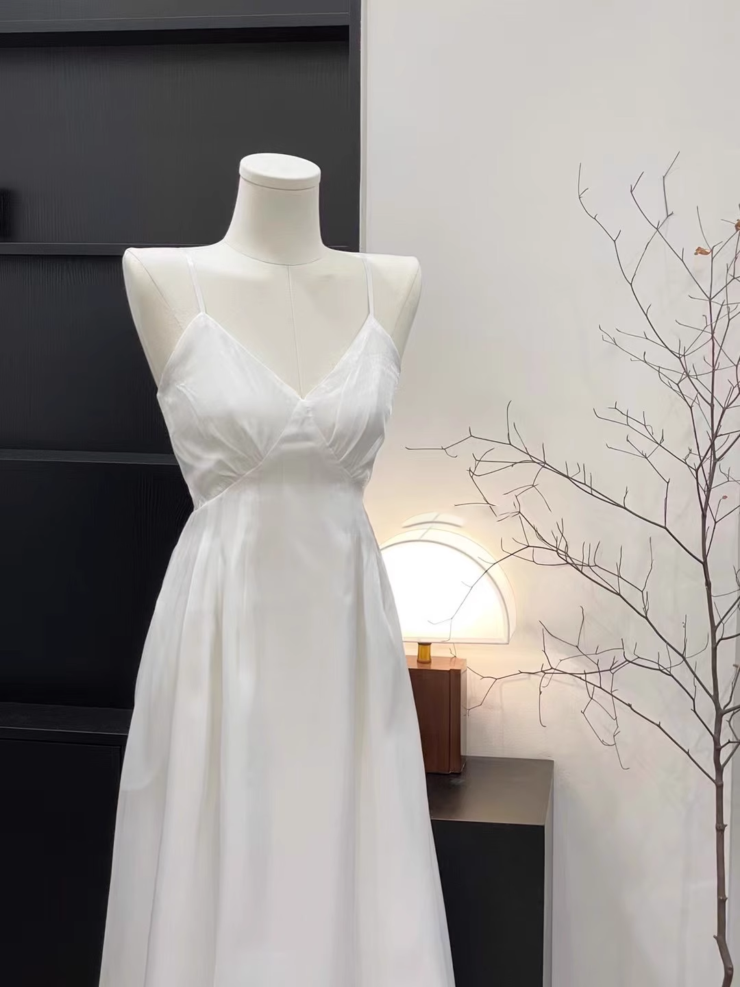 A Line Straps Silk Chiffon White Long Women's Holiday Dresses SD211