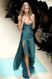 Mermaid Straps Neckline Chiffon Slit Long Prom Dress Evening Dress Formal Dress SD2155 HZ0628