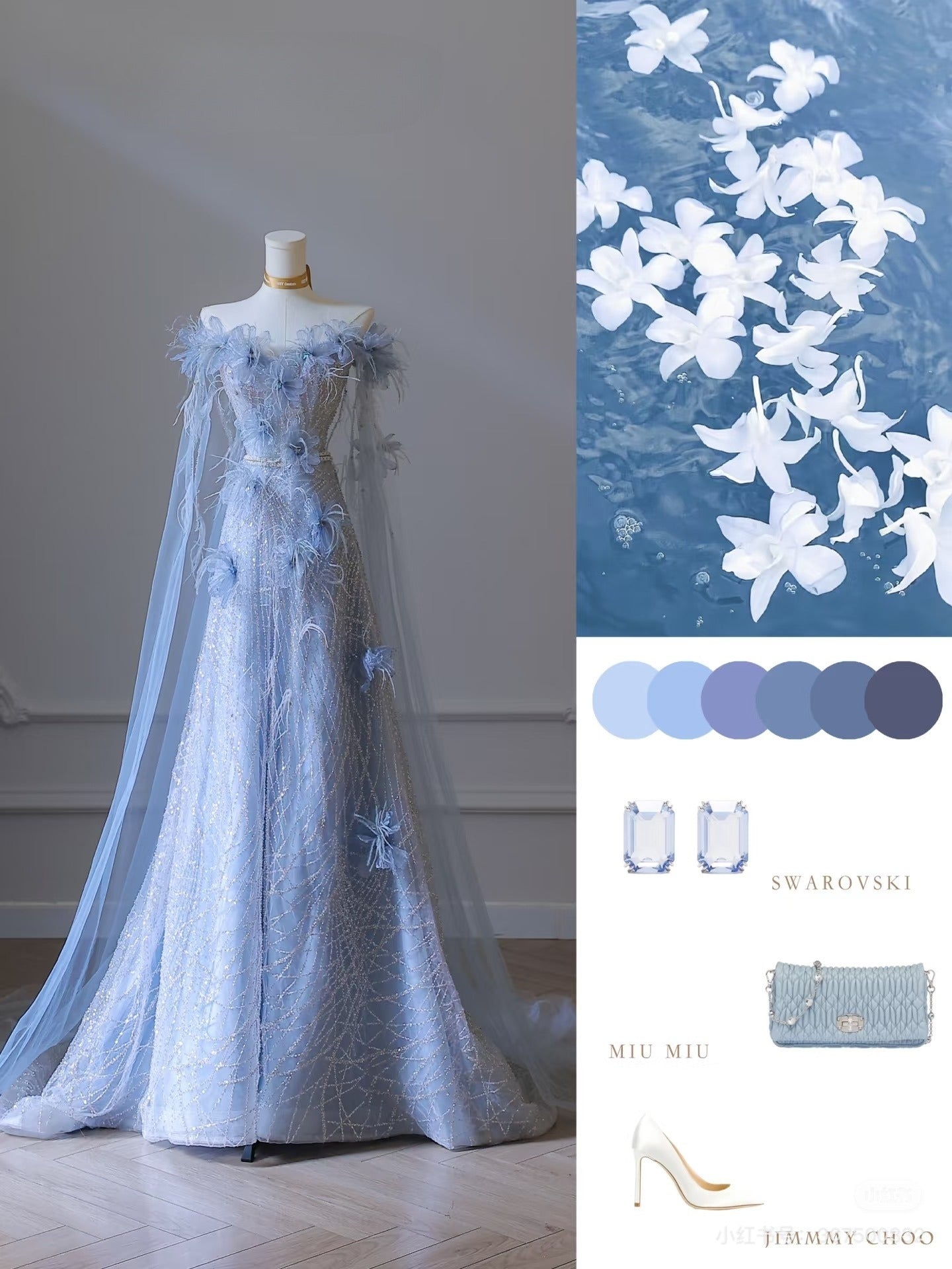 A Line Off The Shoulder Floor-length Blue Sequin Short Sleeves Evening Dress Prom Dresses SD2325