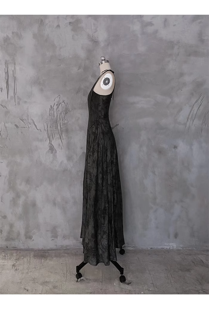 A line Halter Dusty Black Prom Dresses Long Birthday Dress For Women SD240