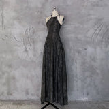 A line Halter Dusty Black Prom Dresses Long Birthday Dress For Women SD240