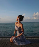 Sheath Straps Long Party Dress Lilac Chiffon Prom Dresses SD2455