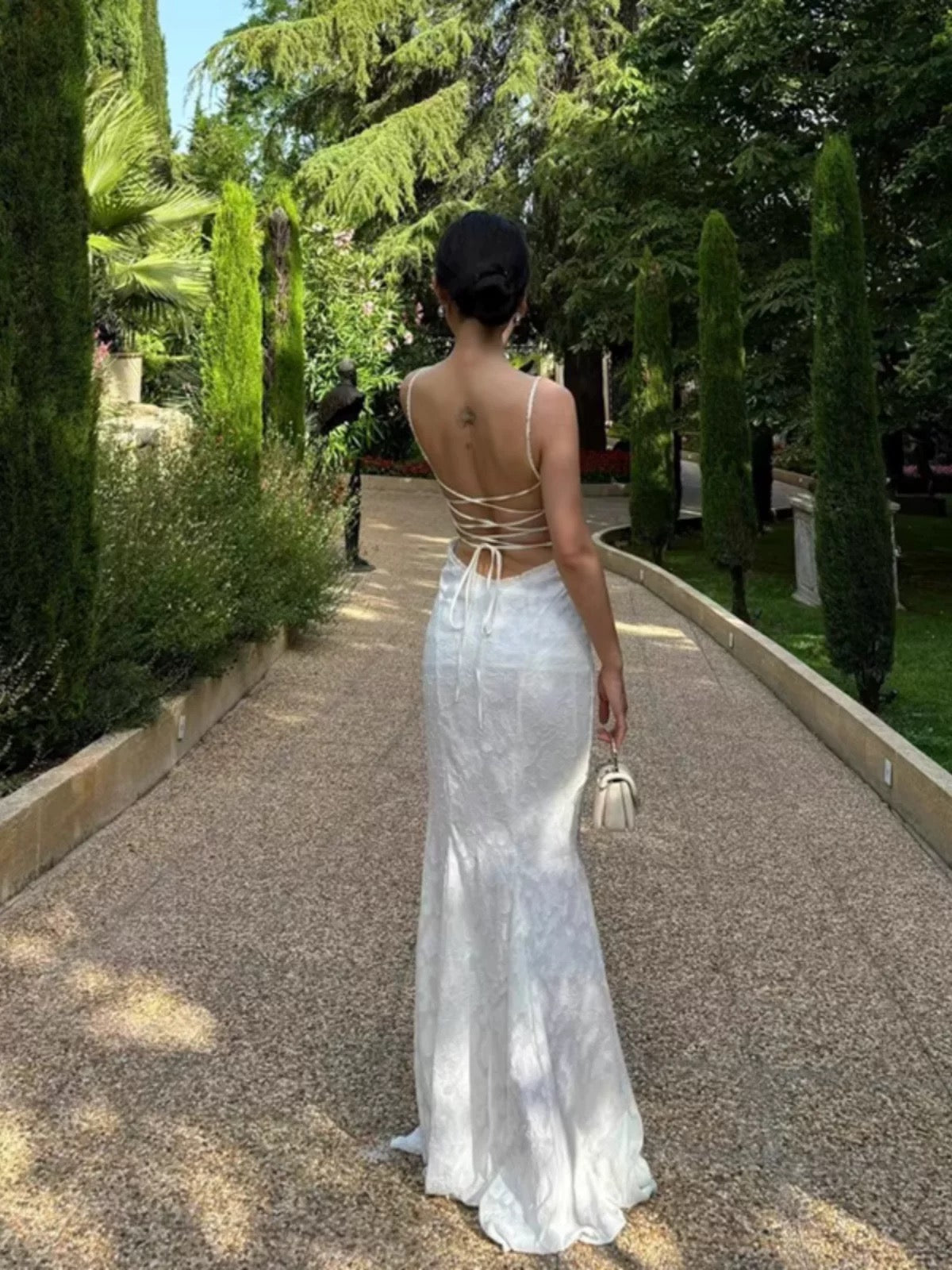 Mermaid Spaghetti Straps Long White Prom Dresses Formal Graduation Party Dress Evening Dress SD2461 HZ0628