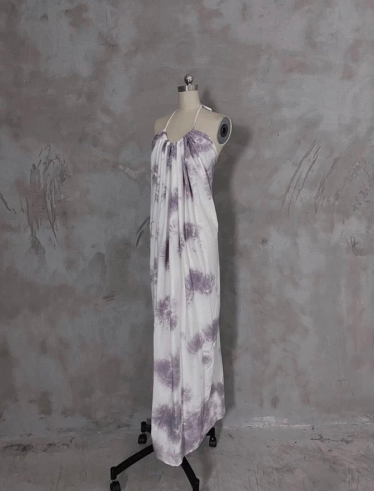 A line Halter Floral Chiffon Long Prom Dresses Birthday Dress For Women SD251