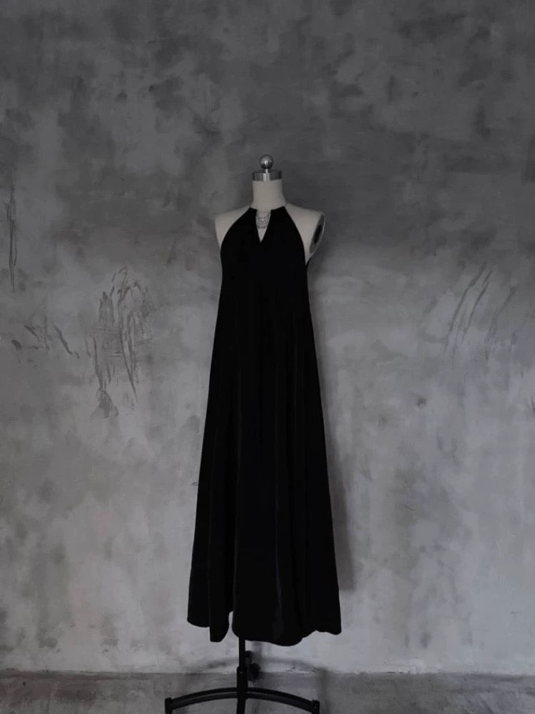 A line Halter Black Long Prom Dresses Birthday Dress For Women SD256