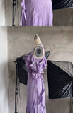 A line Scoop Lilac Long Prom Dresses Birthday Dress With Ruffles SD257