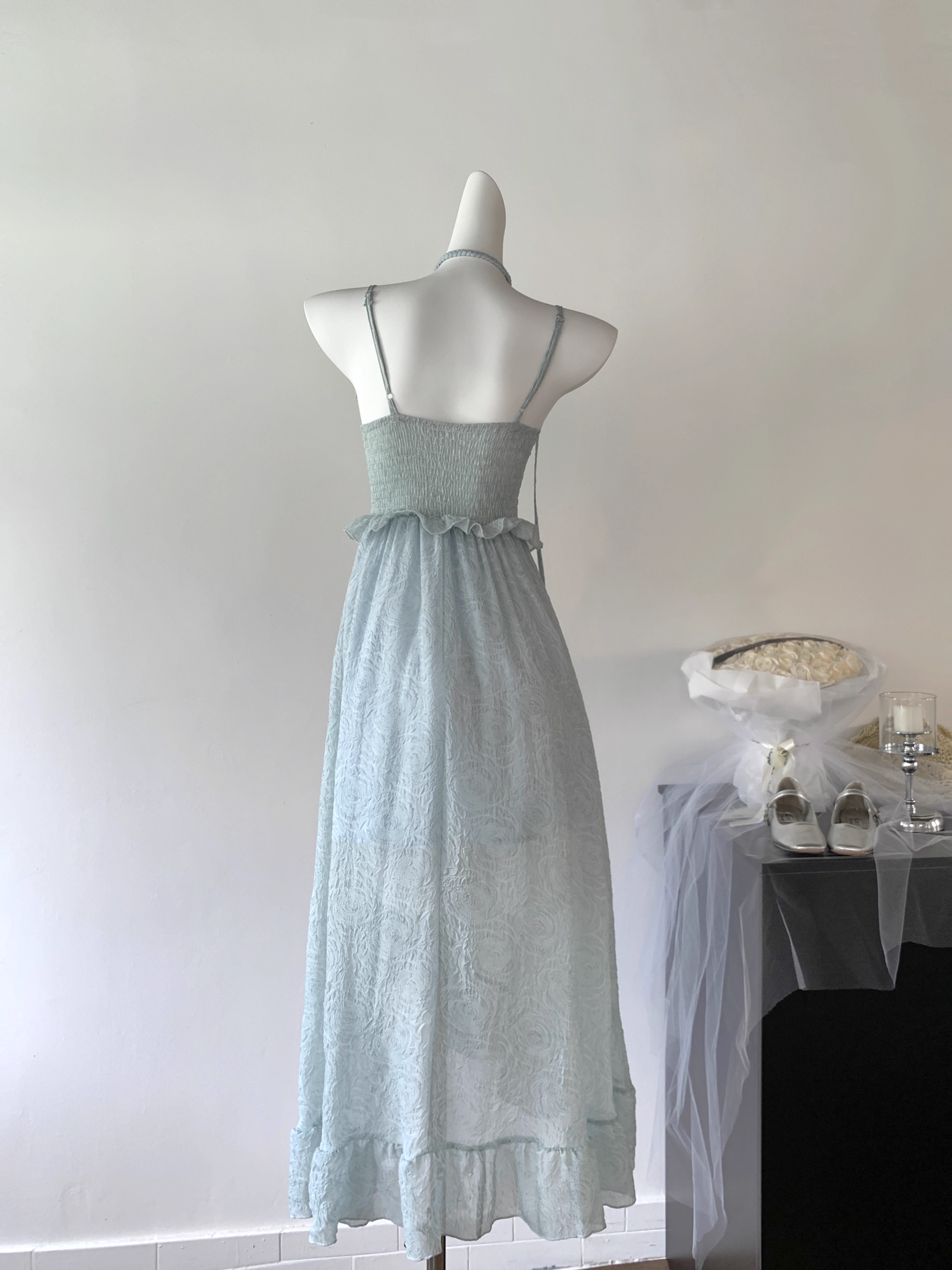 blue suspender dress women's summer new style seaside holiday beach dress SD262