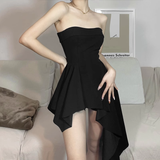 A line Irregular Strapless Little Black Dresses Short Birthday Outfit SD271