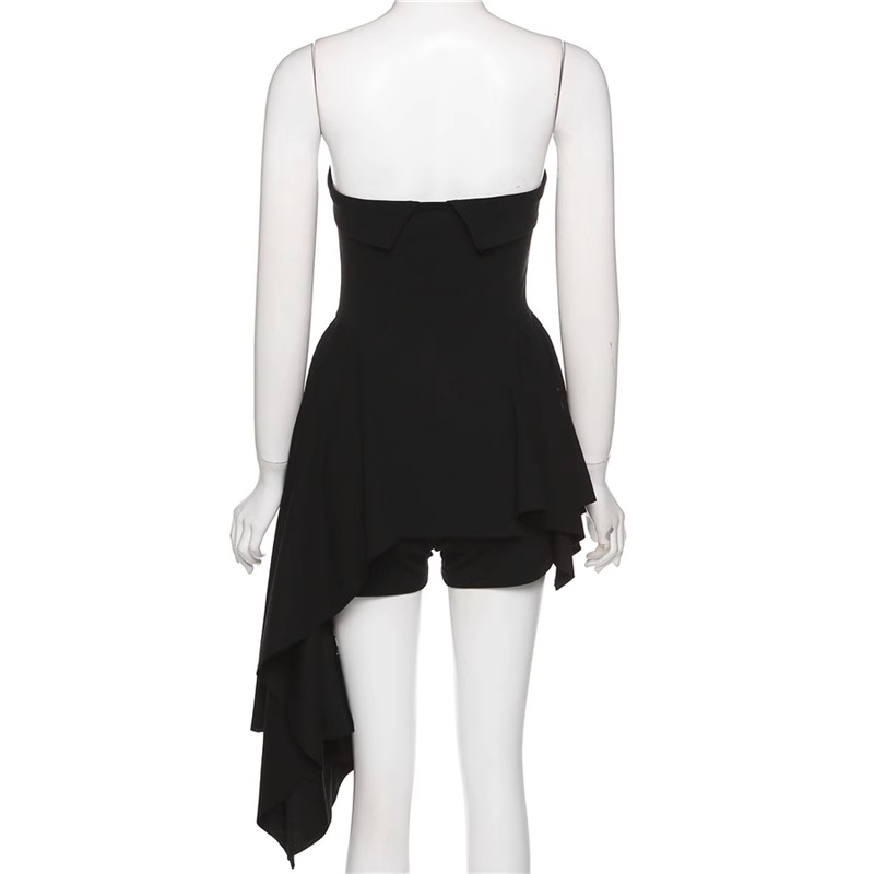 A line Irregular Strapless Little Black Dresses Short Birthday Outfit SD271