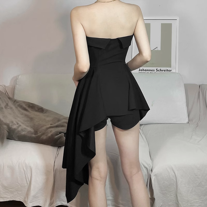 A line Irregular Strapless Little Black Dresses Short Birthday Outfit SD271