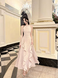 A Line Ruffles Ankle Length Pink Evening Dress Prom Dresses SD2751