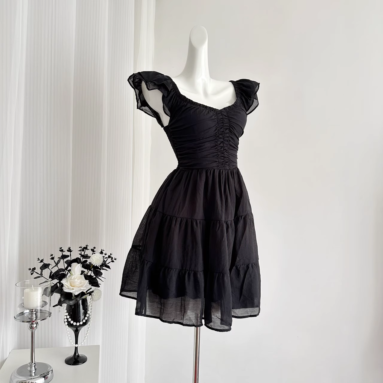 A line Sleeveless Holiday Dresses Short Ruffles Pink Birthday Outfits SD275