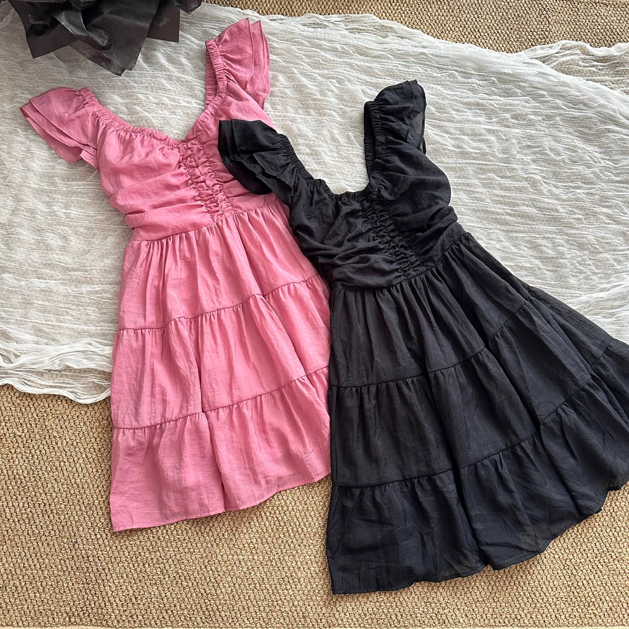 A line Sleeveless Holiday Dresses Short Ruffles Pink Birthday Outfits SD275