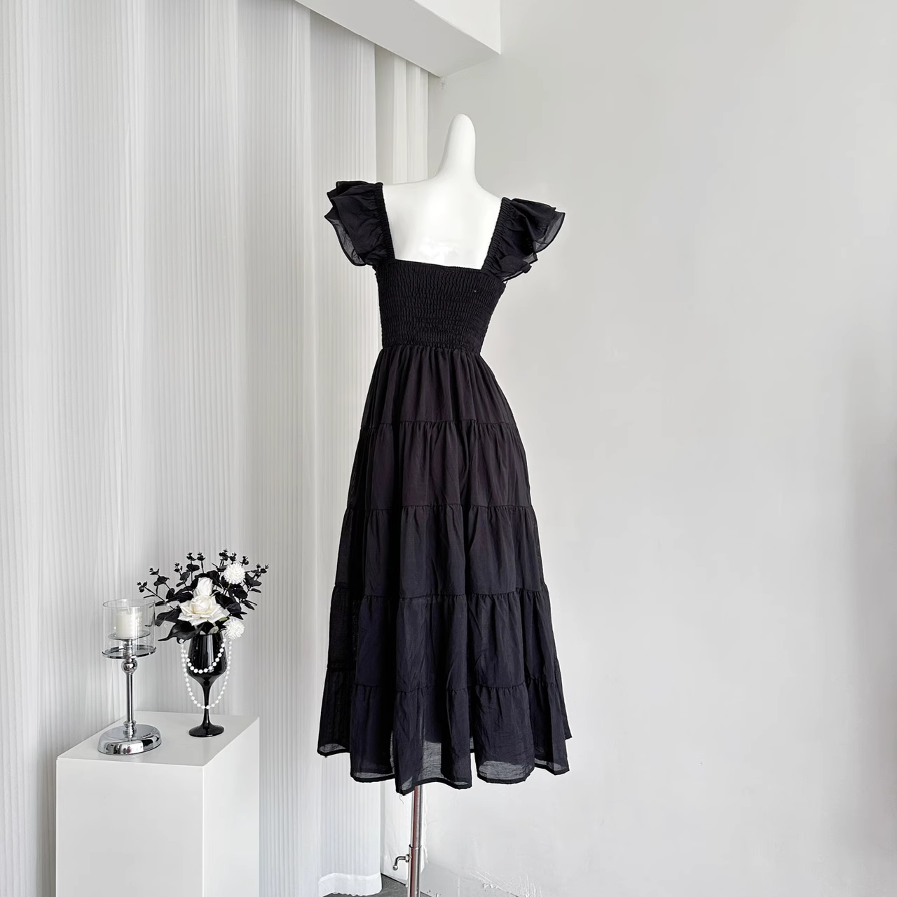 A line Sleeveless Holiday Dresses Ankle Length Ruffles Pink Birthday Outfits SD276