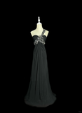 A line One Shoulder Gray Chiffon Long Prom Dress Party Dress SD2940