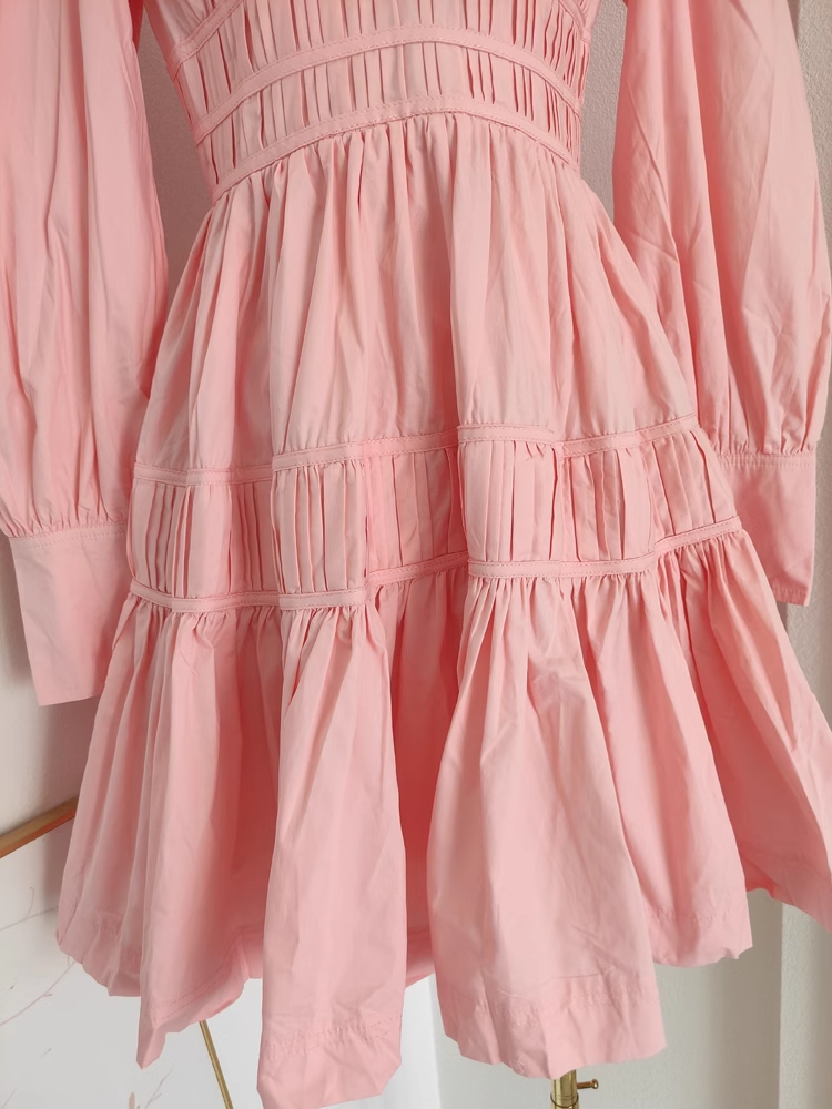 A line V Neckline Long Sleeves Spring Casual Dress Beach Holiday Dresses SD322