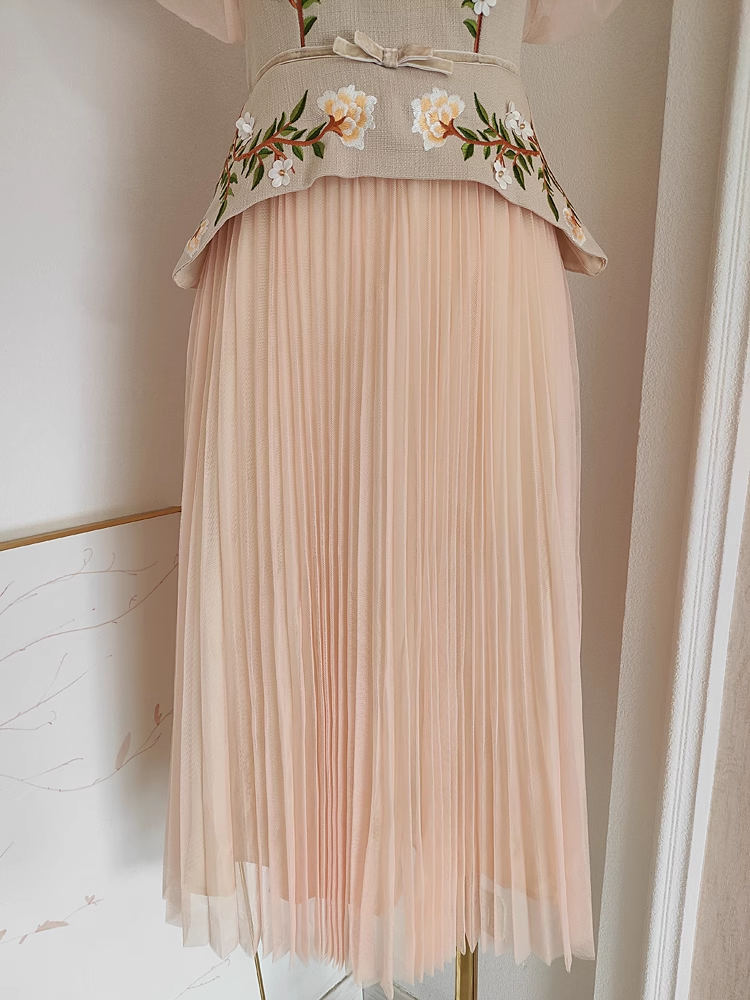 A Line Square Neckline Short Sleeves Party Dress Holiday Birthday Dresses For Women SD358