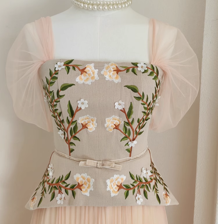 A Line Square Neckline Short Sleeves Party Dress Holiday Birthday Dresses For Women SD358
