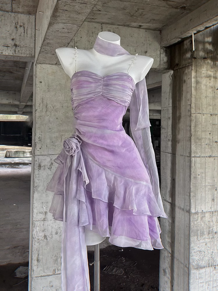 Sheath Spaghetti Straps Short Lilac Cocktail Dresses Birthday Outfits SD533 HZ0628