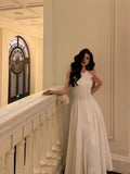 A Line Jewel Sleeveless White Chiffon Prom Dresses Birthday Outfits SD721