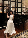 A Line Jewel Sleeveless White Chiffon Prom Dresses Birthday Outfits SD721