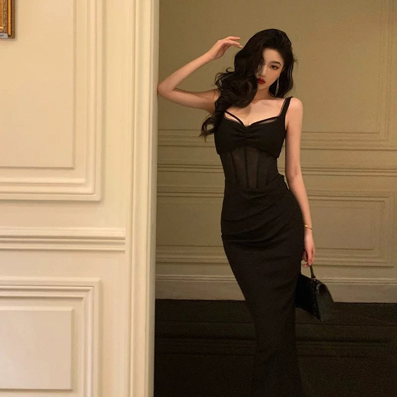 Sheath Straps Date Night Dress Black Prom Dresses Party Dress Birthday Outfits SD785