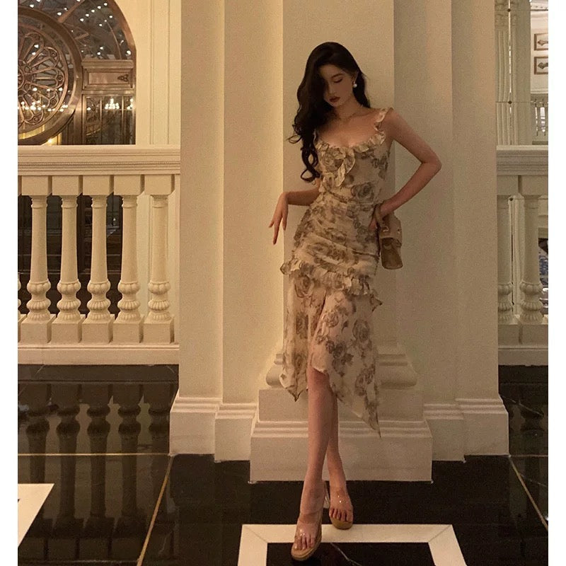 Sheath Straps Date Night Dress Floral Prom Dresses Party Dress Birthday Outfits SD799