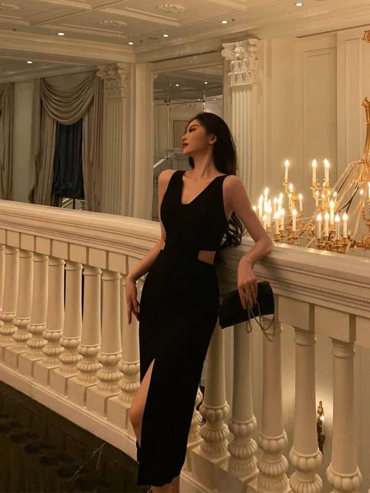 Sheath V Neckline Date Night Dress Black Prom Dresses Party Dress Birthday Outfits SD809