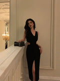 Sheath V Neckline Date Night Dress Black Prom Dresses Party Dress Birthday Outfits SD809
