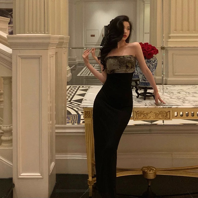 Sheath Strapless Date Night Dress Black Prom Dresses Party Dress Birthday Outfits SD815