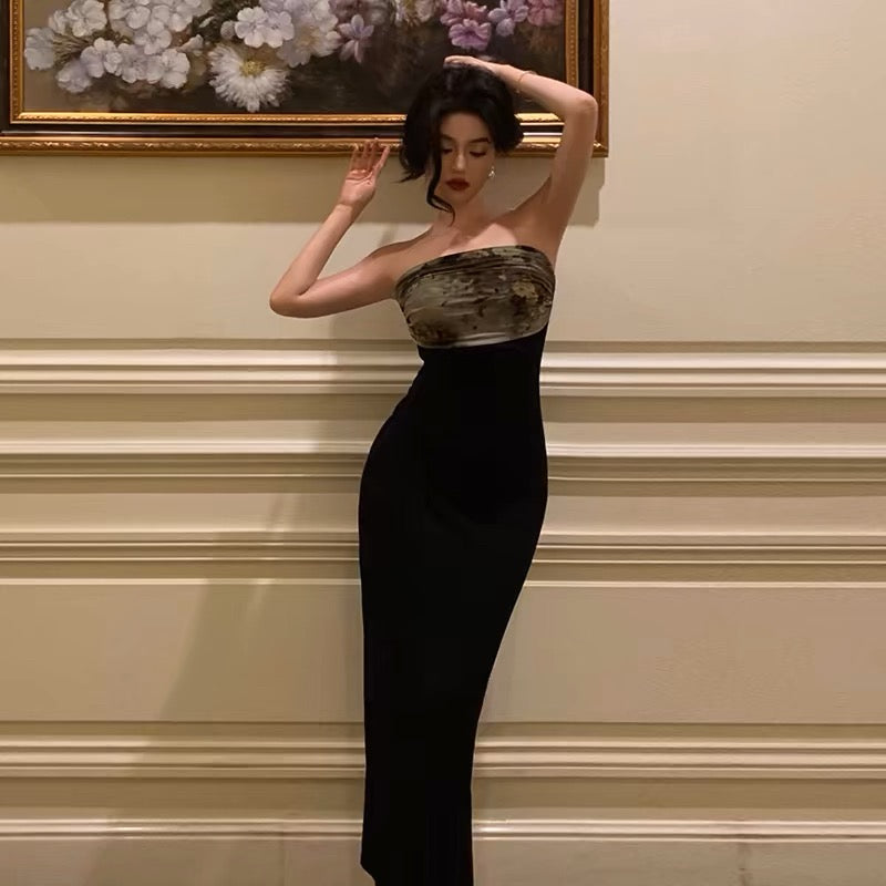 Sheath Strapless Date Night Dress Black Prom Dresses Party Dress Birthday Outfits SD815