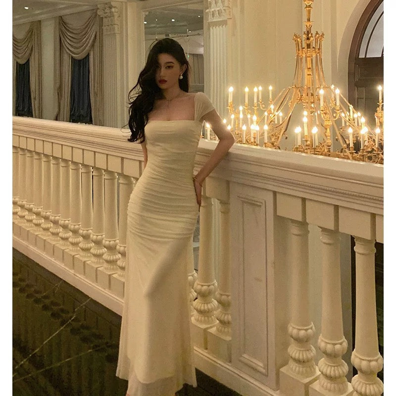Sheath Square Neckline Ivory Date Night Dress Prom Dresses Party Dress Birthday Outfits SD826