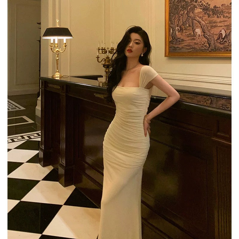 Sheath Square Neckline Ivory Date Night Dress Prom Dresses Party Dress Birthday Outfits SD826