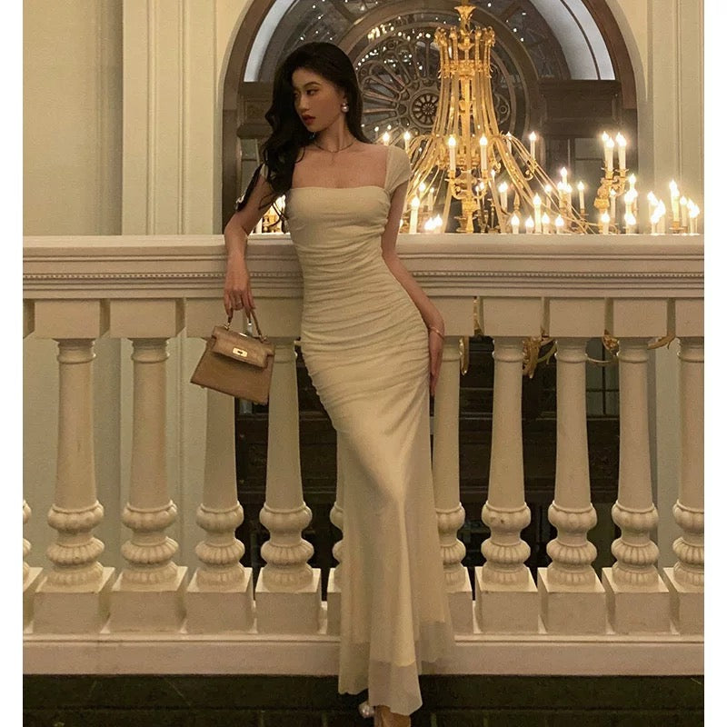 Sheath Square Neckline Ivory Date Night Dress Prom Dresses Party Dress Birthday Outfits SD826