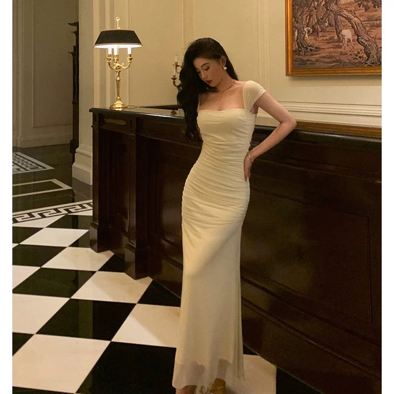 Sheath Square Neckline Ivory Date Night Dress Prom Dresses Party Dress Birthday Outfits SD826