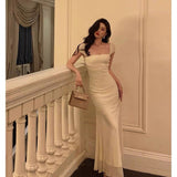 Sheath Square Neckline Ivory Date Night Dress Prom Dresses Party Dress Birthday Outfits SD826