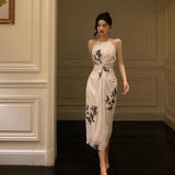 A Line Halter White Chiffon Date Night Dress Prom Dresses Birthday Outfit SD850