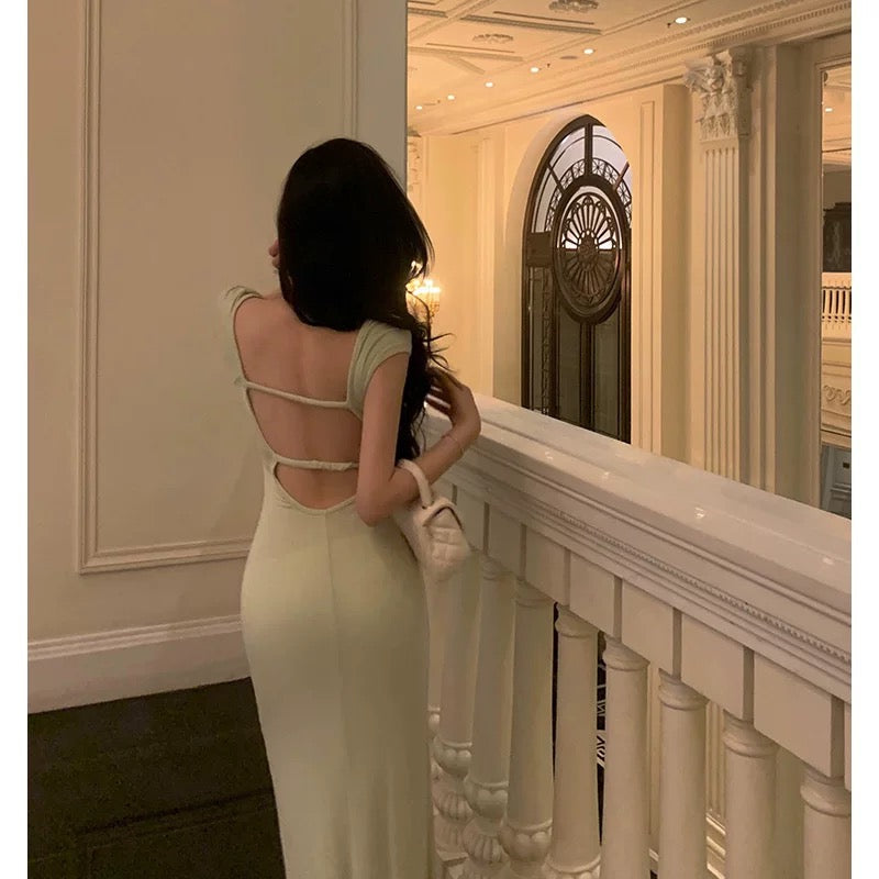 Sheath Square Neckline Cap Sleeves Mint Green Date Night Dress Prom Dresses Birthday Party Outfit SD868