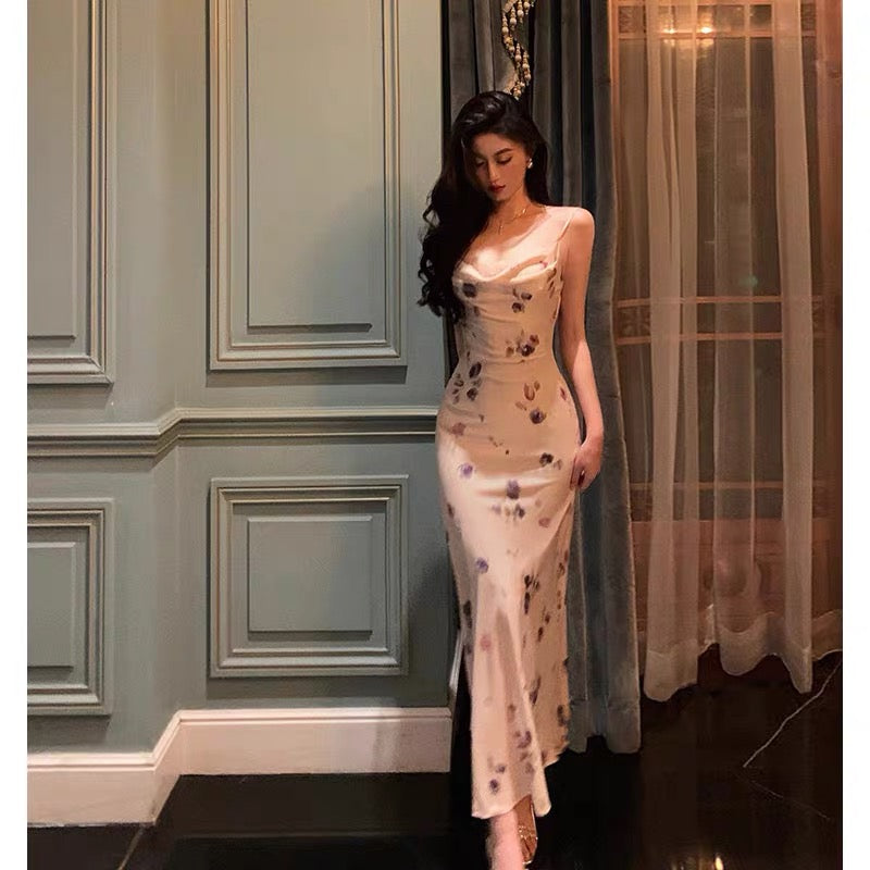 Sheath Spaghetti Straps Sleeveless Floral Date Night Dress Prom Dresses Birthday Party Outfit SD874