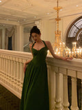 A Line Halter Dark Green Prom Dresses Birthday Outfits Evening Gown SD903