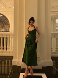 A Line Halter Dark Green Prom Dresses Birthday Outfits Evening Gown SD903
